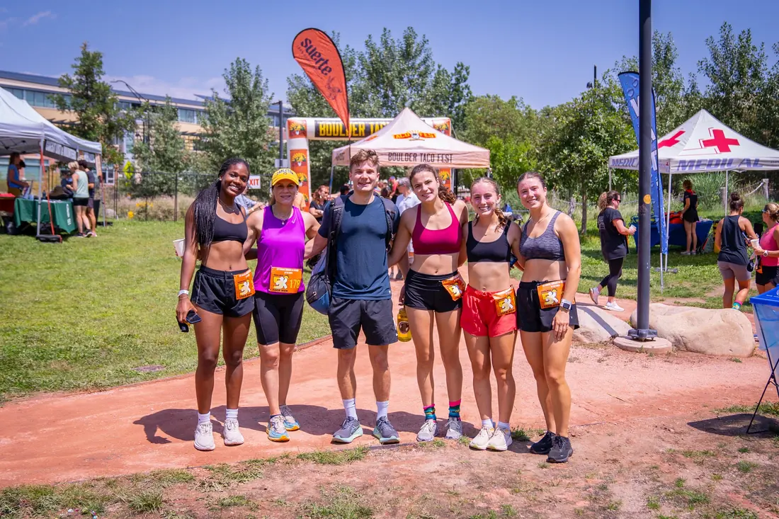 A group of friends after the Boulder 5K Taco Run
