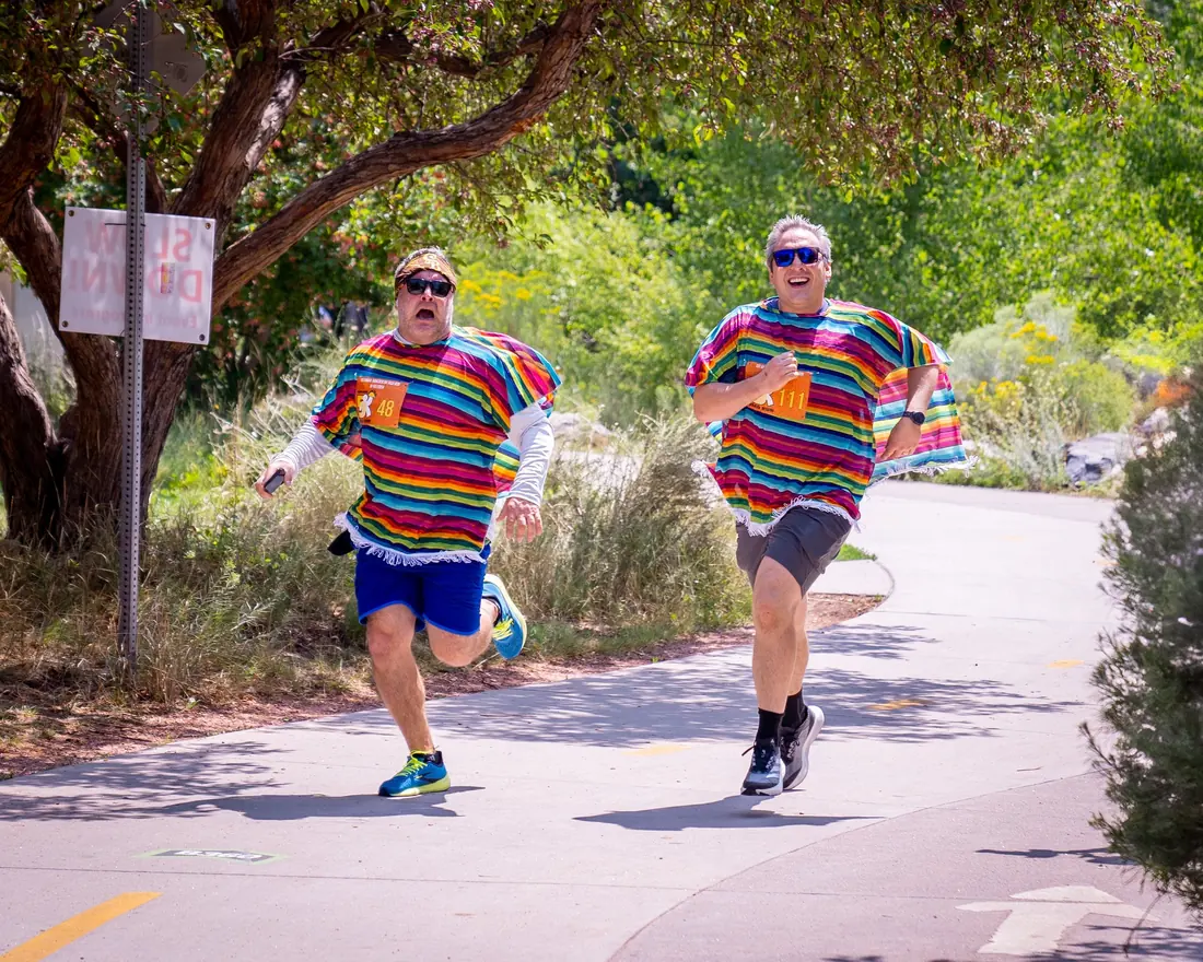 5K Taco Run finishers in serape ponchos